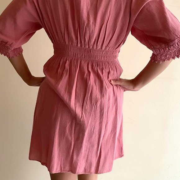 Women's Mini Dress Beachwear Casual Beach Robes Summer Dress Rose OS - Picture 5 of 11